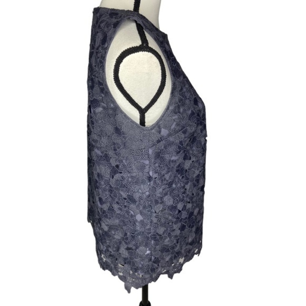 Ann Taylor LOFT Top Dark Gray Floral Lace‎ Overlay Tank Blouse Size Small - Picture 6 of 14